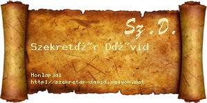 Szekretár Dávid névjegykártya